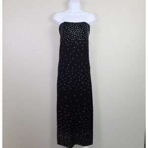 AQUA Bloomingdale's Exclusive Black Rhinestone Tube Dress Size M NWT